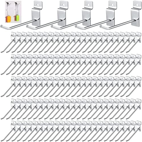uyoyous Display Haken Lamellenwand Slatwall Hake 20CM, 100 Stück Pegboard Slatwall-haken Werkzeugwand Wandhaken Panel Wandhalter Aufhänger Lamellenwände Metall Hook für Garage Retail Store