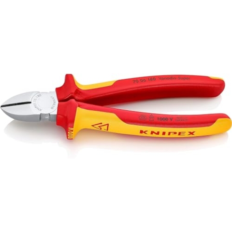 KNIPEX Seitenschneider isoliert mit Mehrkomponenten-Hüllen, VDE-geprüft verchromt 180 mm 70 06 180 SB