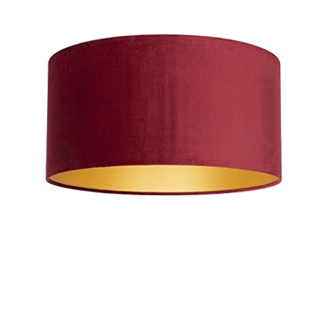 Uniqq Lampenschirm Velours rot Ø 50 cm - 25 cm hoch
