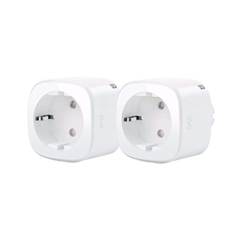 Eve Energy 2er-Set - Smarte Steckdose, TÜV zertifiziert, dt. Markenqualität, Verbrauchsmessung, integrierte Zeitpläne, schaltet Geräte ein & aus, Sprachsteuerung, keine Bridge nötig (Apple HomeKit)