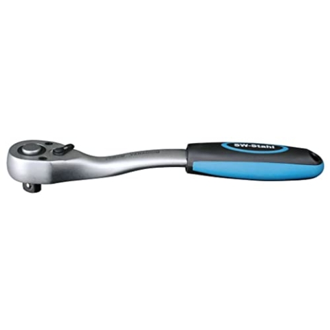 SW-Stahl 05990SB Umschaltknarre 1/2 Zoll I feinverzahnt mit 72 Zähnen I ergonomische Ratsche I Einsatzarretierung I Chrom-Vanadium-Stahl