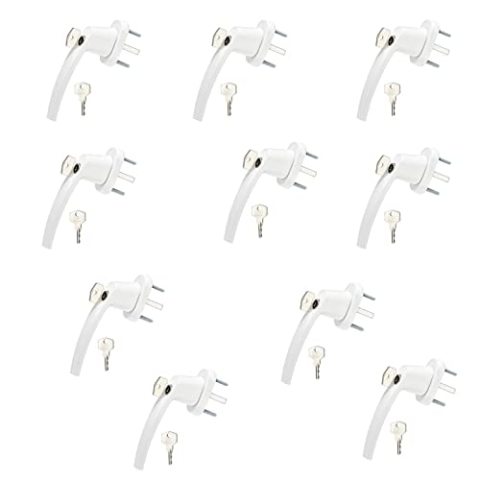 SOTECH 10 x Fenstergriffe BRIS (151 x 28,5 x 62 mm) weiß abschließbar inkl. 2 Schlüssel Aluminium