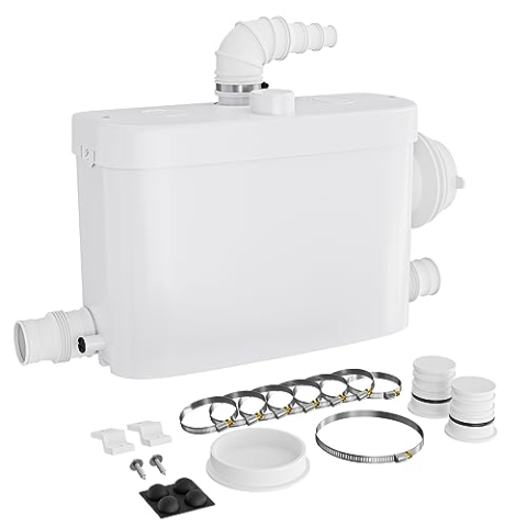 XPOtool 3/1 Kleinhebeanlage mit seitlichem Anschluss, Hebeanlage 450 W mit Häcksler, Abwasserhebeanlage bis 7,5 m, Fäkalienhebeanlage für WC und Dusche