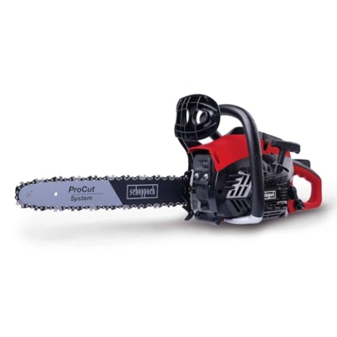 Scheppach Benzin Kettensäge PCS38 mit 35cm Schwertlänge & Easy Start | 2 Takt Motor - 1,8PS Leistung | 33,5cmØ Schnittstärke | 21 m/s Schnittgeschwindigkeit | 37,2cm³ Hubraum | autom. Kettenschmierung