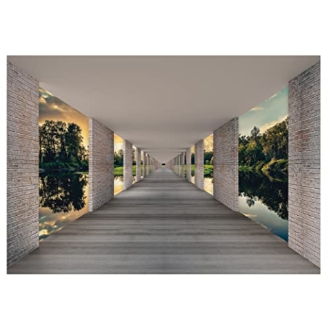 Fototapete 3D EFFEKT Wald Tunnel Wandtapete Vlies Tapete Latexdruck UV-Beständig Geruchsfrei Hohe Auflösung Montagefertig (13660, V8 (368x254 cm) 4 Bahnen)