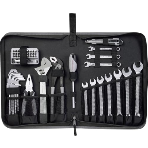 KRAFTWERK Werkzeugmappe 57-tlg. mit 33-tlg. Bit Set | Werkzeug Set mit Zangen Set | Werkzeugtasche gefüllt mit Ring-Maulschlüssel 8-19 mm | KRAFTWERK Werkzeugset Art. Nr.: 208.100.000