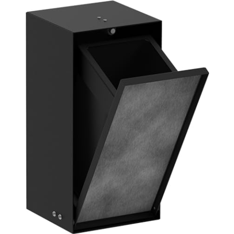 hansgrohe XtraStoris Rock - Einbau Badezimmer Mülleimer mit befliesbarer Tür, eingelassene Wandnische 300 x 150 x 140 mm, Mülleimer Bad, Abfalleimer Bad, Badezimmer Zubehör, Mattschwarz, 56063670
