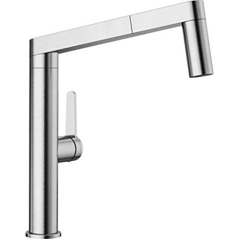 BLANCO PANERA-S | Küchenarmatur aus massiv Edelstahl | Hochdruck | Mit herausziehbarem Schlauch | Wechsel von Klar- in Brausestrahl | Keramik Kartusche | Gesicherte Wasserqualität & wassersparend