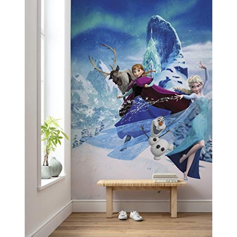 Komar Disney Vlies Fototapete |Frozen Elsas Magic | Größe: 200 x 280 cm (Breite x Höhe), Bahnbreite 50 cm | Tapete, Wandbild, Dekoration, Wandbelag, Kinderzimmer, Schlafzimmer | DX4-014, blau