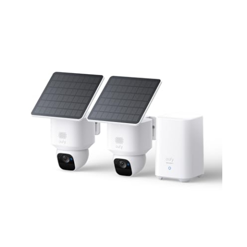eufy eufyCam Solo E30, 2er-Pack Solar Überwachungskamera mit HomeBase S280, 360° Schwenk, KI-Tracking, 2K-Qualität, Kabellos, eufy Außen-Sicherheitskamera, Ohne Monatliche ABO-Kosten