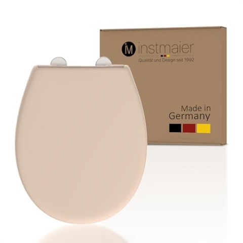 instmaier Toilettendeckel mit Absenkautomatik | Bahama-Beige | Made in Germany | ovale Form | Toilettensitz aus Duroplast | Leicht abzunehmende Toilettenbrille | WC-Sitz stabil bis 250kg