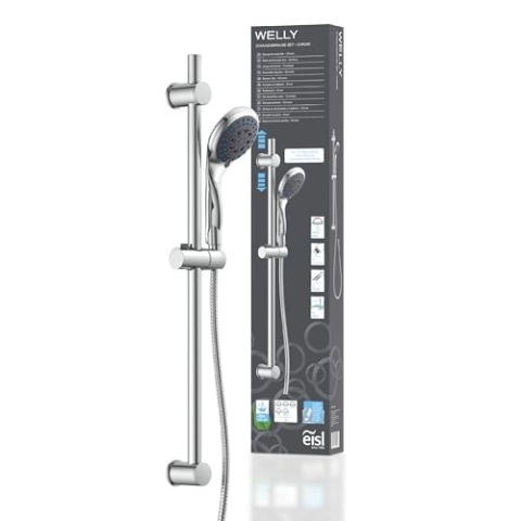 EISL WELLY Stangenbrauseset DX6051CSB, Handbrause mit Schlauch und Halterung, inklusive Wasserspardichtung, Duschkopf mit Schlauch, chrom