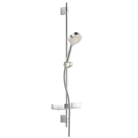 Hansa Wandstangenset / Brauseset Basicjet | + Wandstange, Montageset, Handbrause, Schlauch, Schieber, Seifenschale | Stange 920 mm, Durchmesser Brausekopf: Ø 95 mm, 1-strahlig, Brauseschlauch: 1750 mm