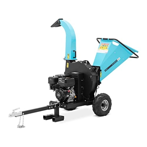 hillvert HT-HECTOR-120A Benzin Häcksler 15 PS Schnittbreite 100 mm auf Anhänger Gartenhäcksler Holzhäcksler