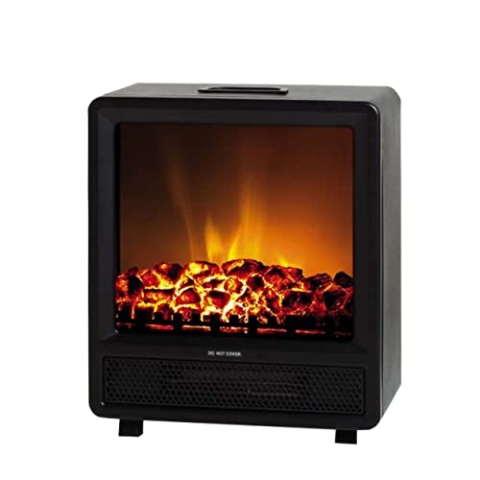 ARDES - AR350 Elektrokamin mit Holzfeuer-Effekt CAMINO' SQUARE, Einstellbarer Elektrokamin mit Flammen-Effekt und Thermostat, elektrischer Kaminofen 1500W, Elektroofen mit Kamin-Effekt, schwarz