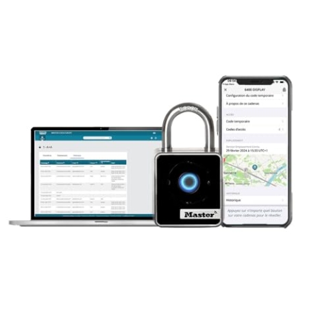 Master Lock 4400EUREC Bluetooth Smart-Vorhängeschloss für den professionellen und privaten Gebrauch, Innenbereich, Bluetooth-Zugriff mit Smartphone