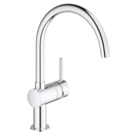 GROHE Minta, Küchenarmatur mit hohem Auslauf (Wasserhahn für die Küche, 360° schwenkbar, wassersparend dank variabler Mengenbegrenzung, einfache Spülbecken-Montage), chrom, 32917000