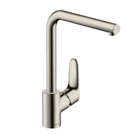 hansgrohe Focus Küchenarmatur (Wasserhahn Küche ohne Schlauchbox, 360° schwenkbar, hoher Auslauf 280mm) Edelstahl Finish