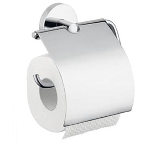 hansgrohe Toilettenpapierhalter Logis, Klopapierhalter mit Deckel, Chrom, 1.0