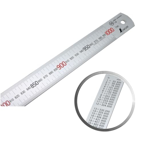 Shinwa 13048 Lineal aus Edelstahl 100 cm - mit 0,5mm Skala - Stahllineal Metalllineal