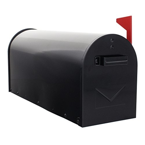 Rottner Briefkasten Mailbox-schwarz-inkl. Montagematerial-mit mechanischem Postmelder-für die Montage am Ständer vorgesehen