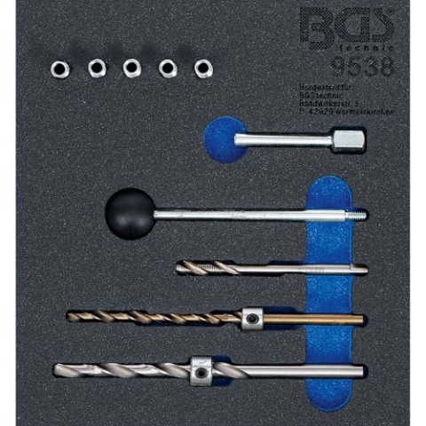 BGS 9538 | Werkstattwageneinlage 1/6: Gewinde-Reparatursatz | | 10-tlg. | für Injektor-Befestigungsschrauben | M6 x 1