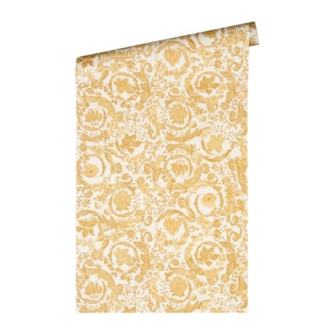 VERSACE WALLPAPER Blumen Luxus Tapete Floral 387064 Gold Weiß Designer Ranken Barock 10,05x0,70m Made in Germany