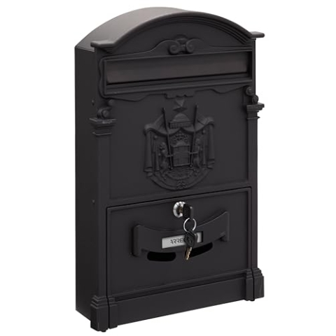 ARREGUI Residencia D-2151/N Individueller Briefkasten aus Aliminium im klassischen Stil, Größe M (DIN A4), Schwarz, 42 x 26 x 9 cm