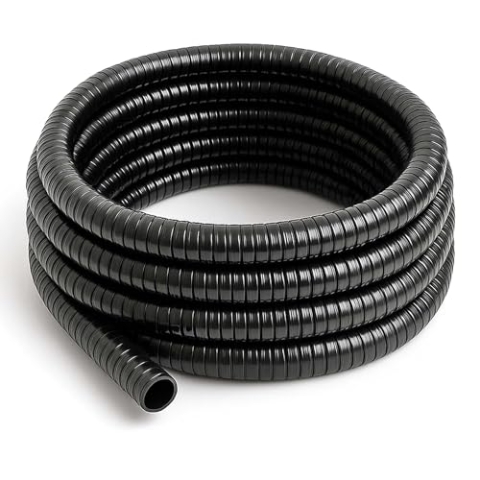 Wiltec Flexibler Förderschlauch 25m Spiralschlauch 25mm (1") schwarz mit Verstärkungsspirale Bewässerung Wasser Teich