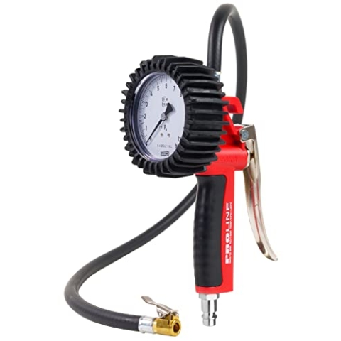 GAV Reifenfüller Messgerät mit WIKA 80mm Manometer (Geeicht) Profi Reifendruckprüfer Druckluft für Auto, Motorrad, Lkw uvm