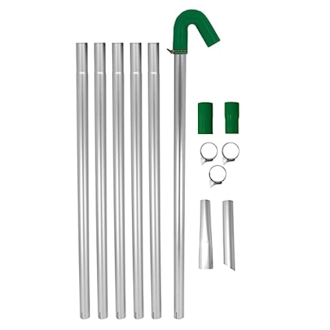 Dachrinnen-Vakuumstangen-Set, 7,3 m lange Reichweite, Abflussrohr-Saugnapf, Reinigungssystem, 1,2 m bis 7,2 m, 51 mm Stangendurchmesser, 700 g pro Rohr, Aluminiumrohrdüsen, Silikon-Schlauchadapter,