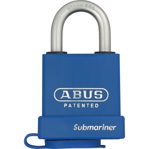 ABUS Vorhängeschloss Submariner 83WPIB/53 - wetterfest - mit rostfreiem Bügel aus gehärtetem Edelstahl - mit Kunststoffummantelung - ABUS-Sicherheitslevel 8 - Blau