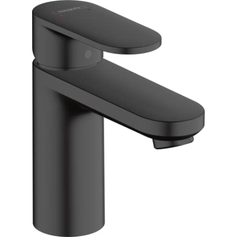 hansgrohe Vernis Blend - Waschtischarmatur ohne Ablauf, Wasserhahn Bad mit Auslauf Höhe 100 mm, Mischbatterie Waschbecken wassersparend (EcoSmart), Mattschwarz