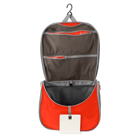 SEA TO SUMMIT - Kulturtasche zum Aufhängen L - Leicht & Wasserabweisend - Bruchsicherer Spiegel & Netztasche - Aus Ultra-SIL Nylon - Reißverschlüsse & Griffe - Reisen - Spicy Orange - 114g