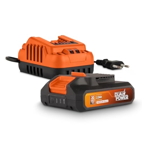 POWER plus Dual Power Akku- und Ladegerät-Set POWDP90620-20V, 2.0Ah Akku - für 20V Werkzeuge - 2A Ladegerät - für 20V & 2x20V Akkus - Für Akkuschrauber, Bohrmaschine, Bohrschrauber