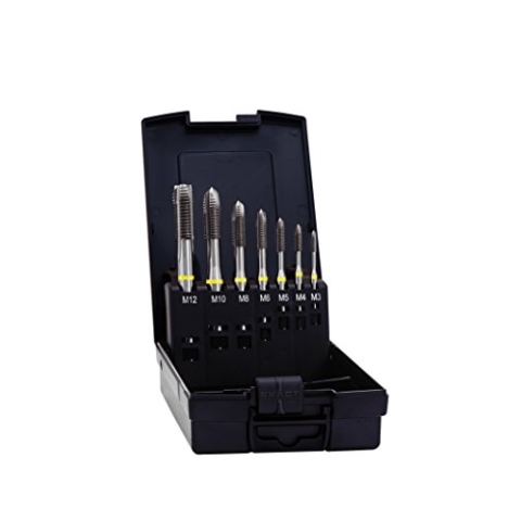 Exact 05112 Maschinengewindebohrer - Satz M3-12 in HSS-E Form B 7-teilig DIN 371/376 inkl. Handbuch Gewindeschneiden