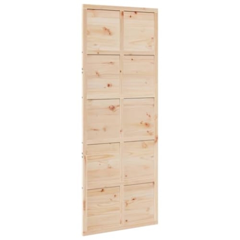 vidaXL Scheunentür, Holzschiebetür Platzsparend, Zimmertür Scheunentor-Look, Schiebetür Holztür Innentür, 80x208cm Massivholz Kiefer