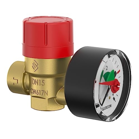 Flamco Prescomano 1/2 NF - 3.0 bar | Sicherheitsventile mit Manometer für abgedichtete Zentralheizungs- und Kühlanlagen | Hohe Qualität & Hitzebeständigkeit bis 140 °C-27684