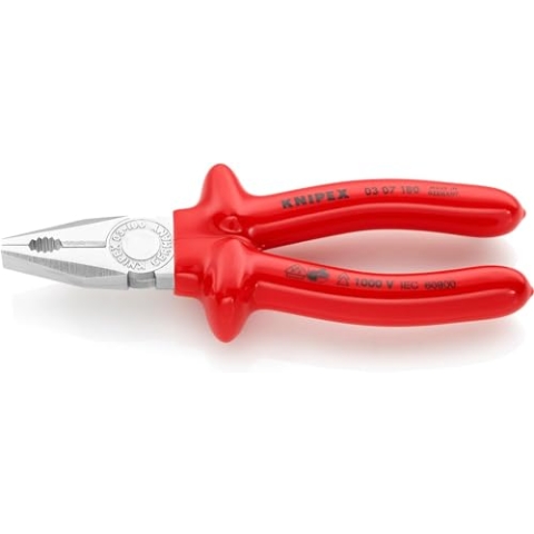 KNIPEX Kombizange tauchisoliert, VDE-geprüft verchromt 180 mm 03 07 180