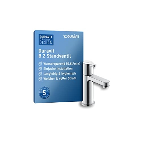 Duravit B.2 Standventil (Auslauf Höhe 89 mm), Kaltwasser Waschtischarmatur, Kaltwasserhahn Bad, Kaltwasserarmatur, Chrom
