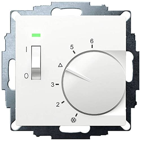 Eberle UP-Raumregler UTE 1015 (RAL 9016 weiß glänzend, Maße 55x55, 5-30 C, AC 230V, 1Öffner, 10 A, Temperaturabsenkung ca.4K, Schalter Ein/Aus, Anzeige Regler Heizt) 191811554602