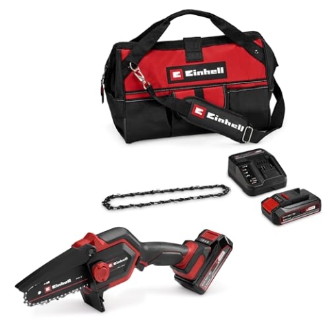 Einhell Akku-Astkettensäge GE-PS 18/15 Li Bag Kit Power X-Change (18 V, Brushless, 12,5 cm Schnittlänge, inkl. 2,5 Ah Akku, Ladegerät, Ersatzkette, Einhell Bag 45/29)