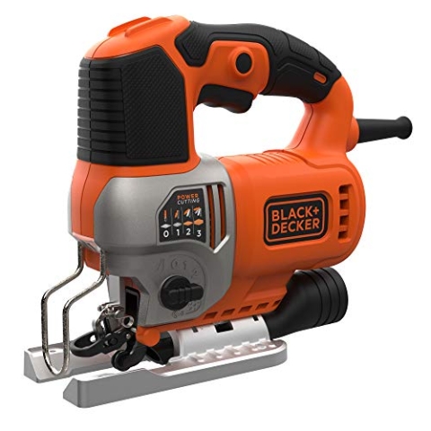 Black+Decker Elektronik-Pendelhub-Stichsäge (650 Watt, 19mm Hublänge, max. 90 mm Schnitttiefe, 3 Pendelhubstufen für vielseitigen Einsatz, variable Hubzahl, inkl. 2 Sägeblätter + Koffer) BES610K