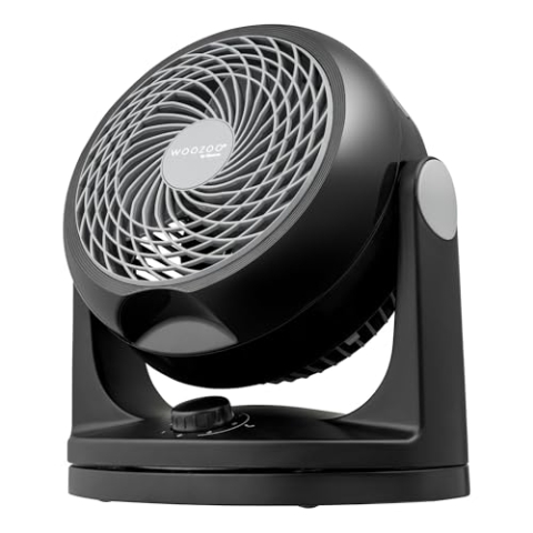 Woozoo, Leiser, leistungsstarker & tragbarer Tischventilator, 23m², Reichweite 12m, Oszillation, Vertikale Neigung, Zimmer - Woozoo PCF-HD18 - Schwarz
