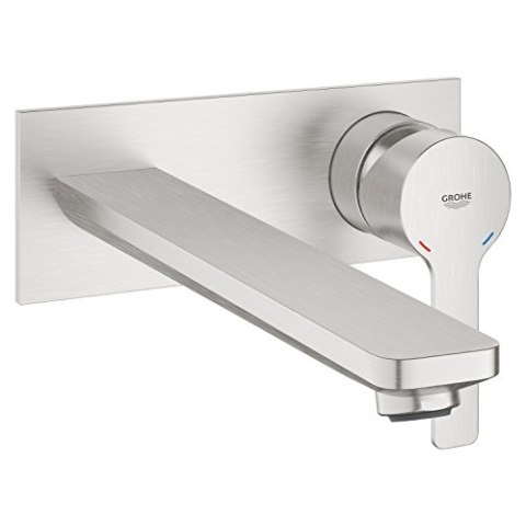 Grohe Lineare Badarmatur - 2-Loch-Waschtischarmatur Ausladung 207 mm, supersteel 23444DC1