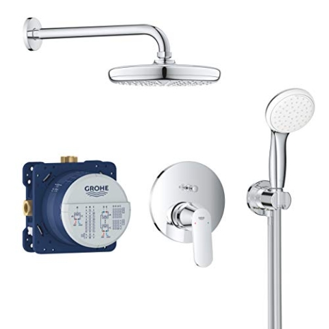 GROHE Eurosmart Cosmopolitan - Duschsystem Unterputz mit Tempesta 210 (wassersparend, 2 Strahlarten, automatische Umstellung Kopf- & Handbrause), rund, chrom, 25219001