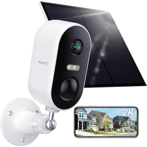 ARENTI Überwachungskamera Aussen Akku Kamera Aussen Solar Panel 2,4Ghz WLAN Kabellos Überwachungskamera Aussen, IP65 Wasserdicht Outdoor Securit Camera, 2-Wege-Audio