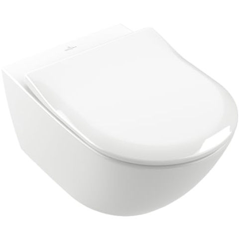 Villeroy & Boch WC-Sitz Subway 2.0 SlimSeat - Toilettendeckel Weiß glänzend mit Absenkautomatik - Abnehmbarer, ultraflacher Toilettensitz aus Duroplast - Klodeckel D-Form - Original Ersatzteil