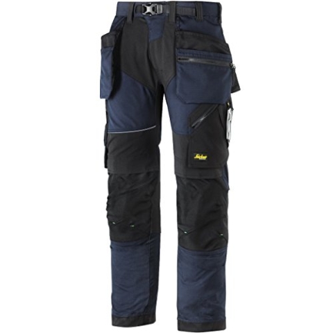 Snickers Workwear 69029504048 Hose Arbeitshose FlexiWork mit Holstertaschen Größe 48 in marineblau/schwarz