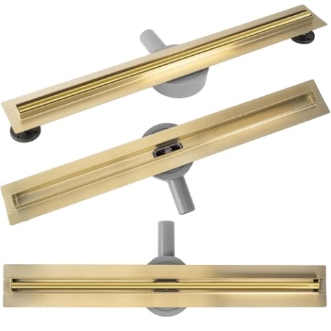 Rea Duschrinne Neox Slim pro Gold 70 Edelstahl Duschablauf Siphon Bodenablauf für Badezimmer Dusche Bodenablauf (Gold)